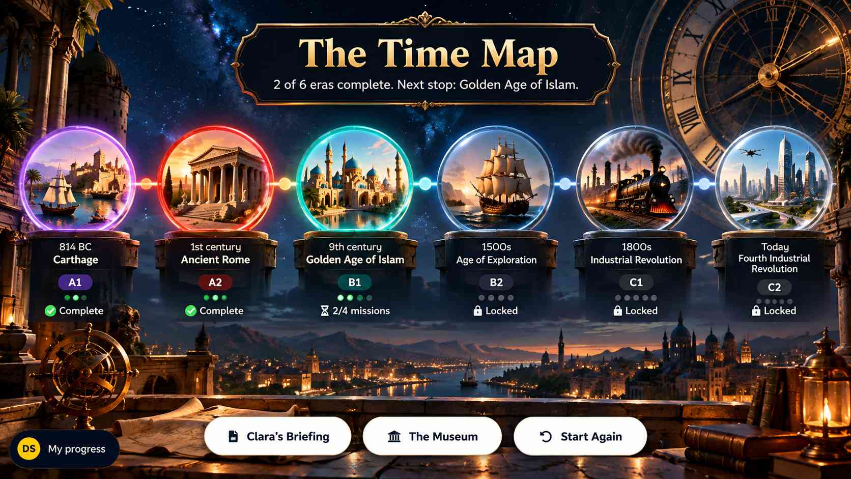 The Time Map of Time Agents, from 814 BC Carthage to today