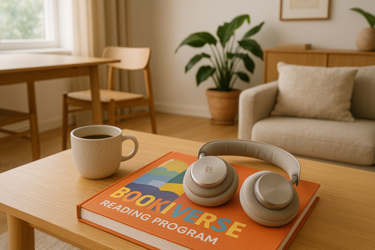 A promotional banner for the Bookiverse reading program showing various book covers.